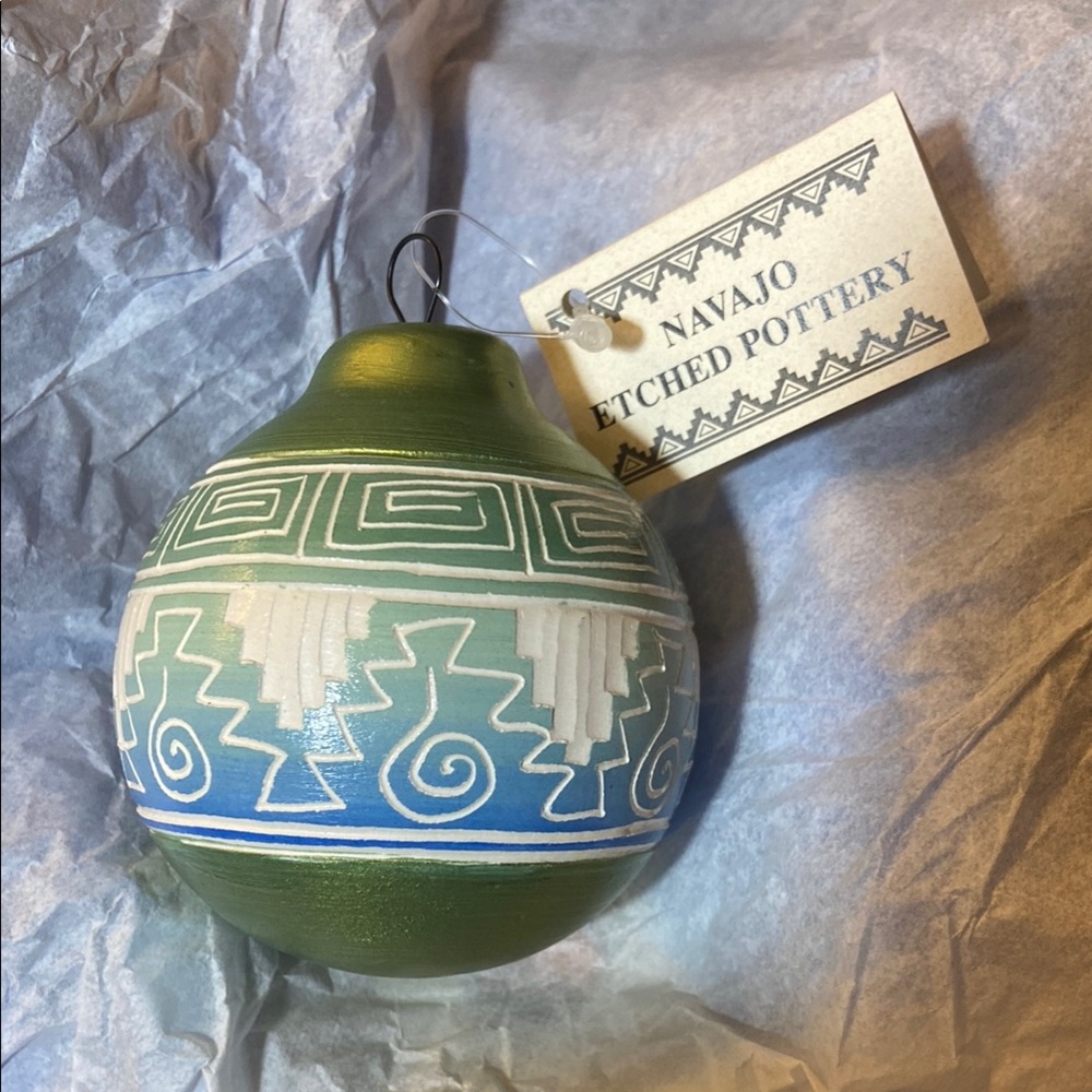 Native American NAVAJO Etched Pottery Ornament by Desiree McCabe